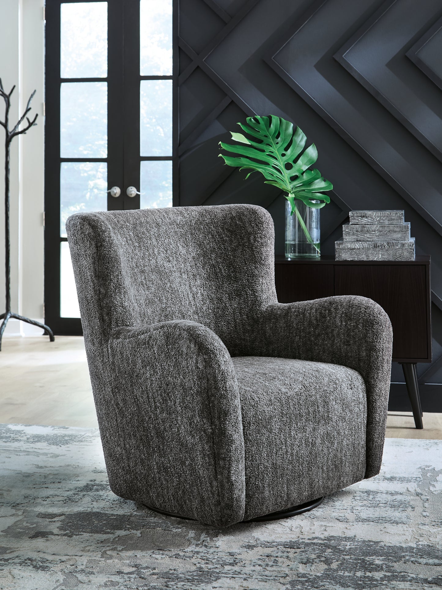 Ocala Furniture Outlet - Ashley Furniture - Rowenburg Swivel Glider Accent Chair - Swivel Glider Accent Chair / Heather Charcoal - A3000796