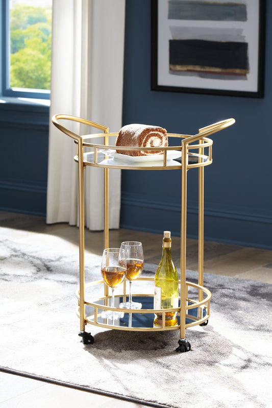 Ocala Furniture Outlet - Ashley Furniture - Wynora Bar Cart - Bar Cart / Gold - A4000099