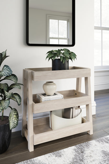 Ocala Furniture Outlet - Ashley Furniture - Blariden Shelf Accent Table - Shelf Accent Table / Light Tan - A4000368