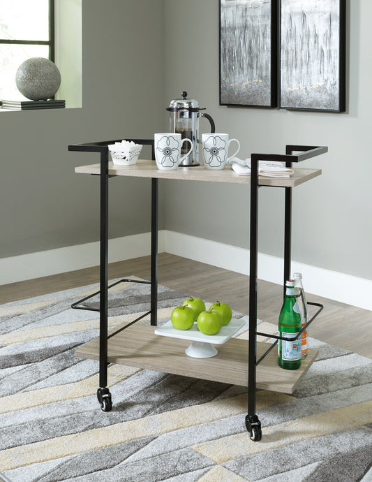 Ocala Furniture Outlet - Ashley Furniture - Waylowe Bar Cart - Bar Cart / Brown/Black - A4000389