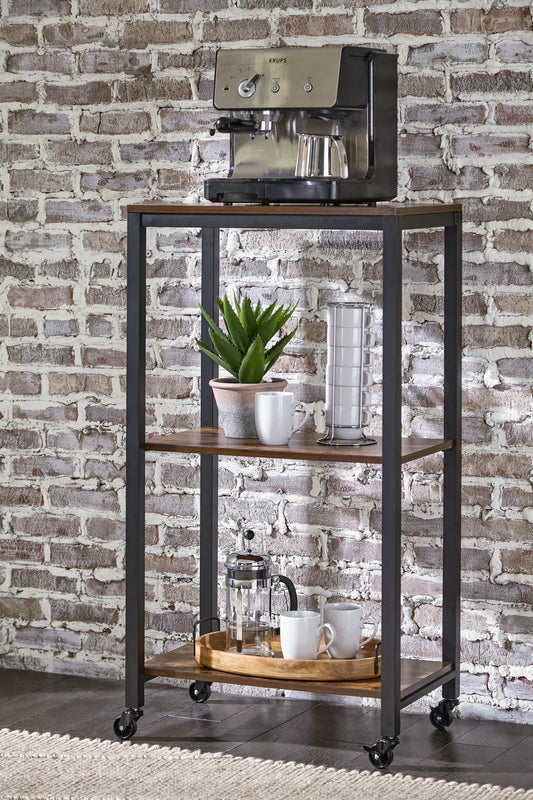 Ocala Furniture Outlet - Ashley Furniture - Bevinfield Bar Cart - Bar Cart / Brown/Black - A4000394