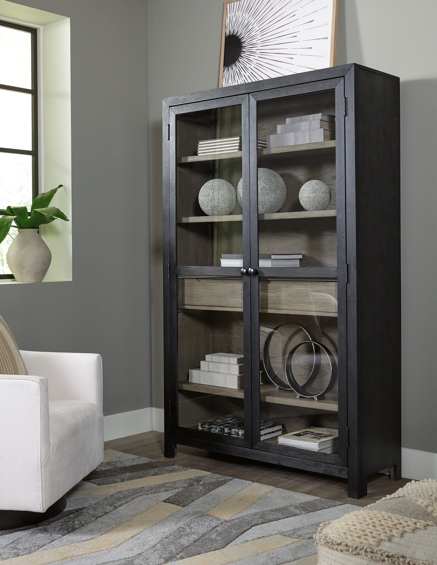 Ocala Furniture Outlet - Ashley Furniture - Lenston Accent Cabinet - Accent Cabinet / Black/Gray - A4000507