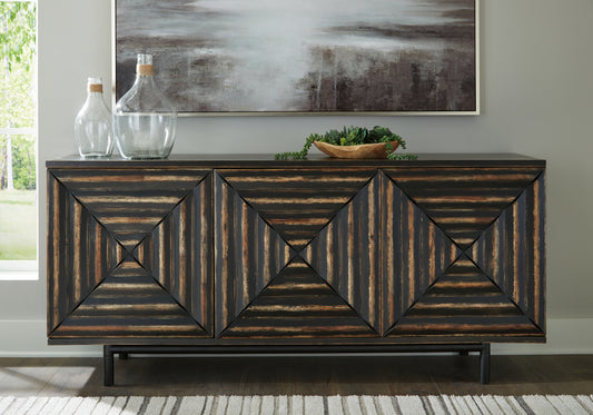 Ocala Furniture Outlet - Ashley Furniture - Fair Ridge Accent Cabinet - Accent Cabinet / Distressed Black - A4000573