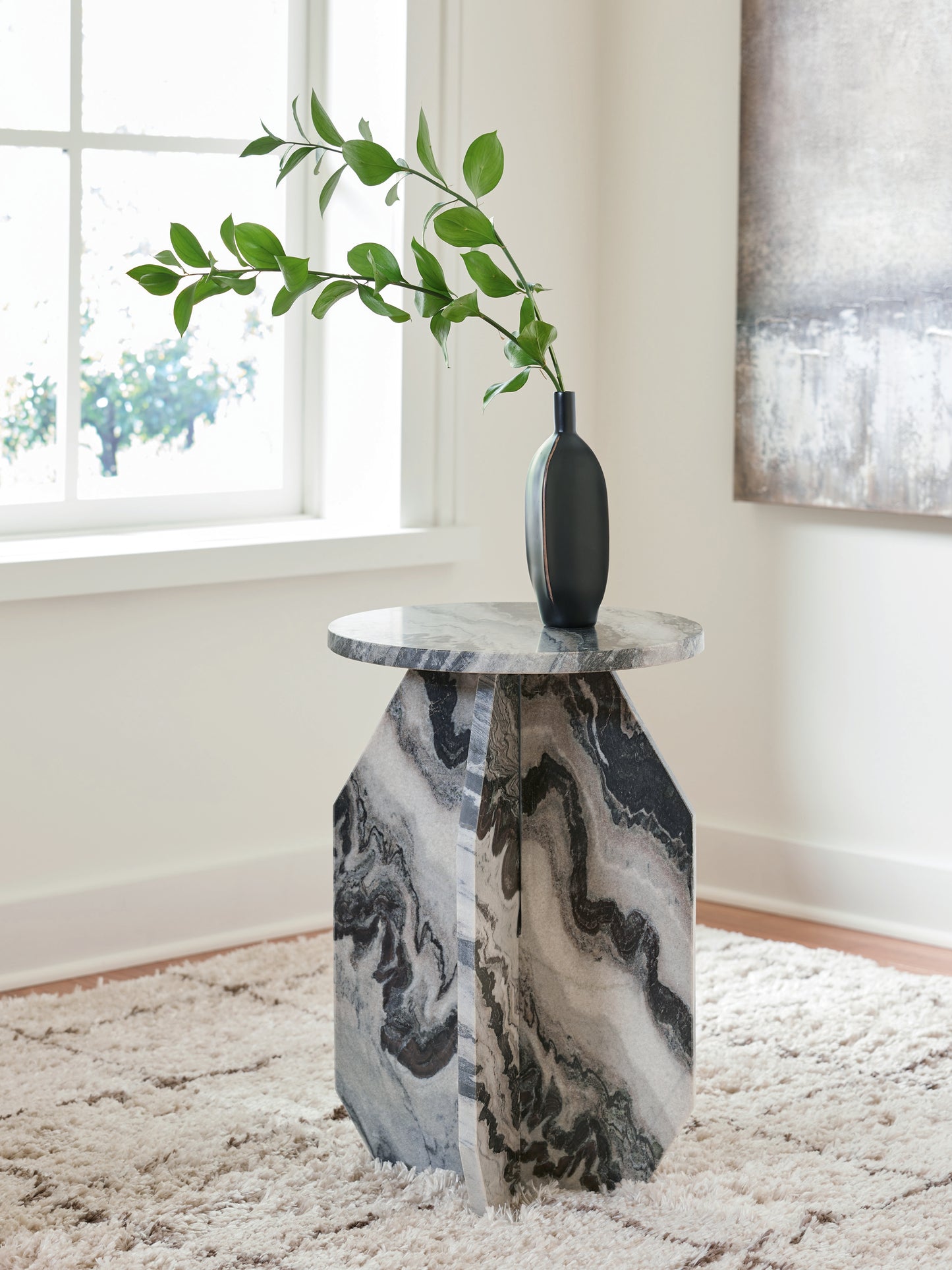 Ocala Furniture Outlet - Ashley Furniture - Wrenlane Accent Table - Accent Table / Black/White/Taupe - A4000646
