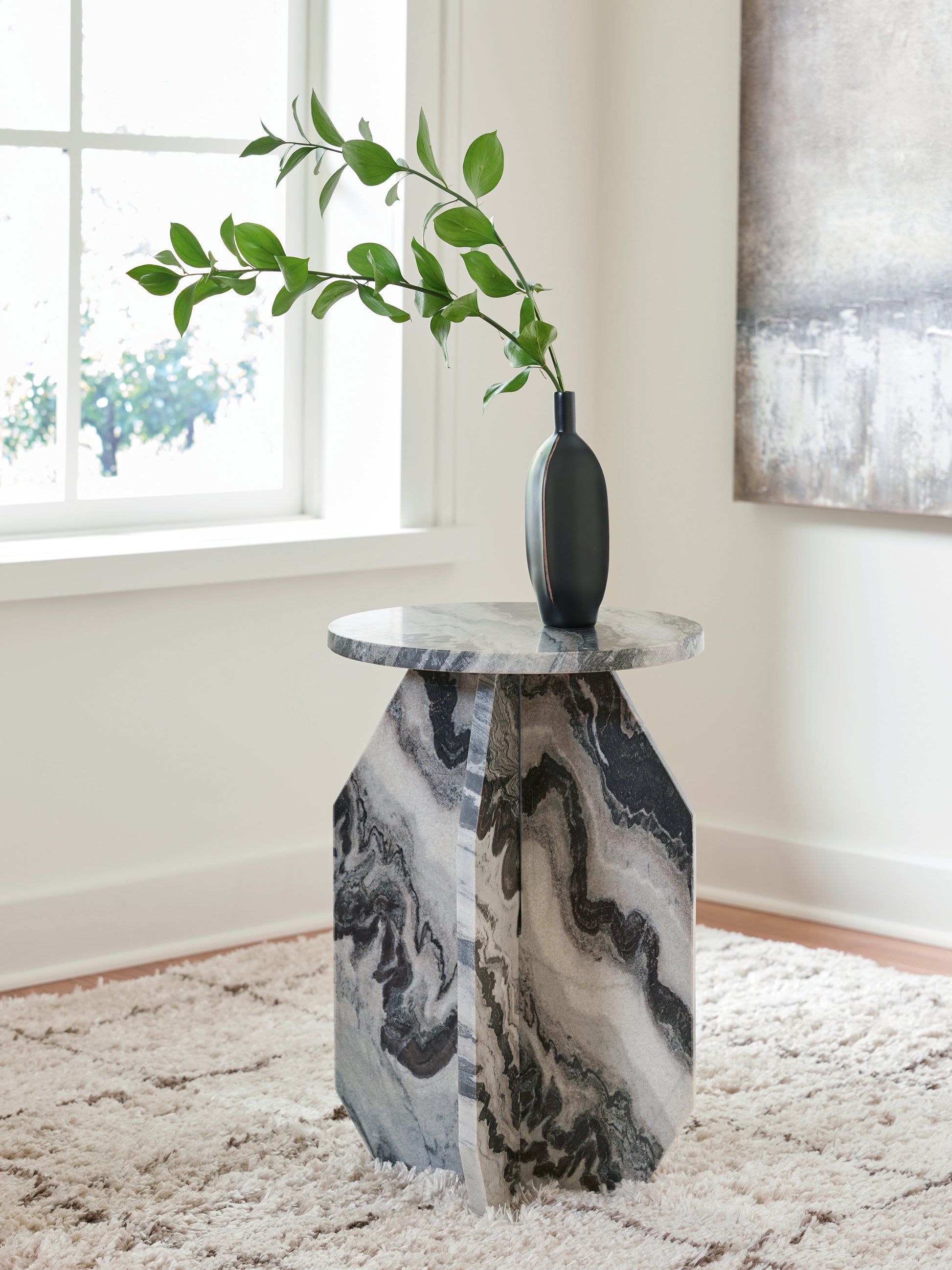 Ocala Furniture Outlet - Ashley Furniture - Wrenlane Accent Table - Accent Table / Black/White/Taupe - A4000646
