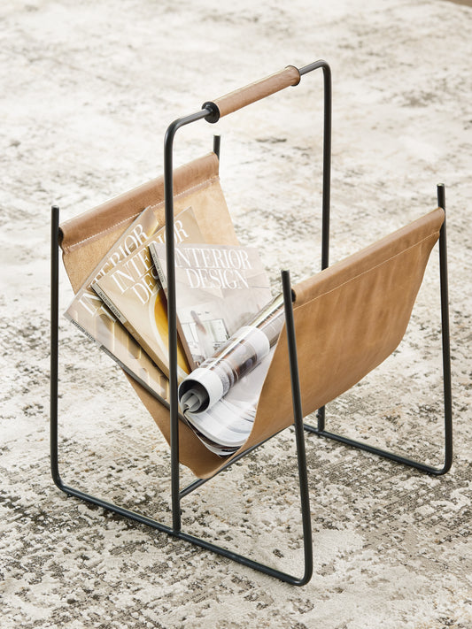 Ocala Furniture Outlet - Ashley Furniture - Faronworth Magazine Rack - Magazine Rack / Brown/Black - A4000668