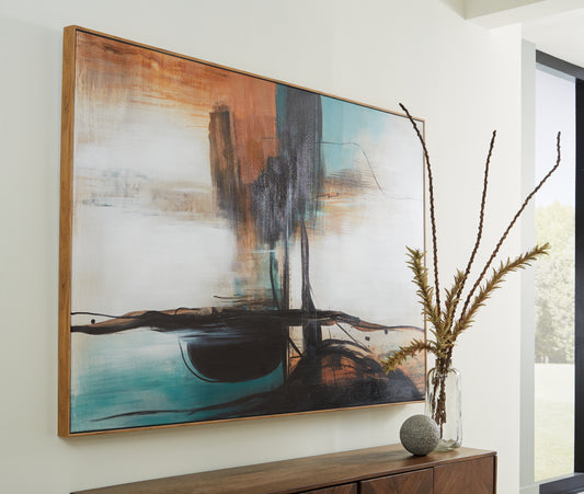 Ocala Furniture Outlet - Ashley Furniture - Brunonia Wall Decor - Wall Art / Teal/Orange/Black - A8000337