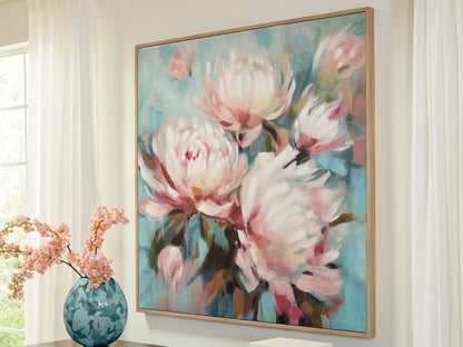 Ocala Furniture Outlet - Ashley Furniture - Parryville Wall Decor - Wall Art / Aqua/Pink - A8000440