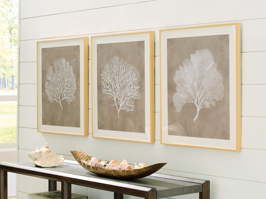 Ocala Furniture Outlet - Ashley Furniture - Hendridge Wall Decor - Wall Art Set (3/CN) / Taupe/White - A8000486