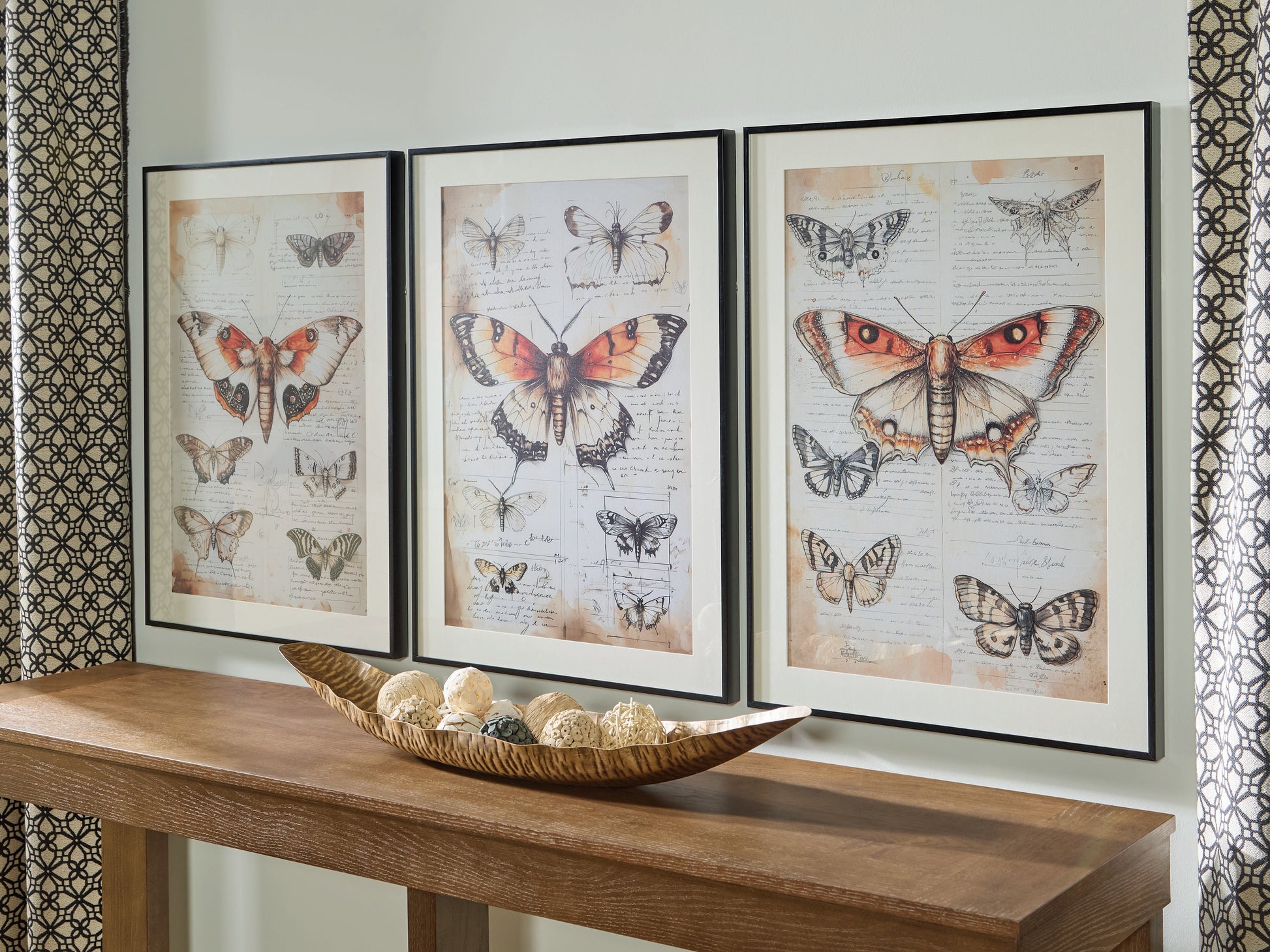 Ocala Furniture Outlet - Ashley Furniture - Jossletts Wall Decor - Wall Art Set (3/CN) / Orange/Black/Ivory - A8000490