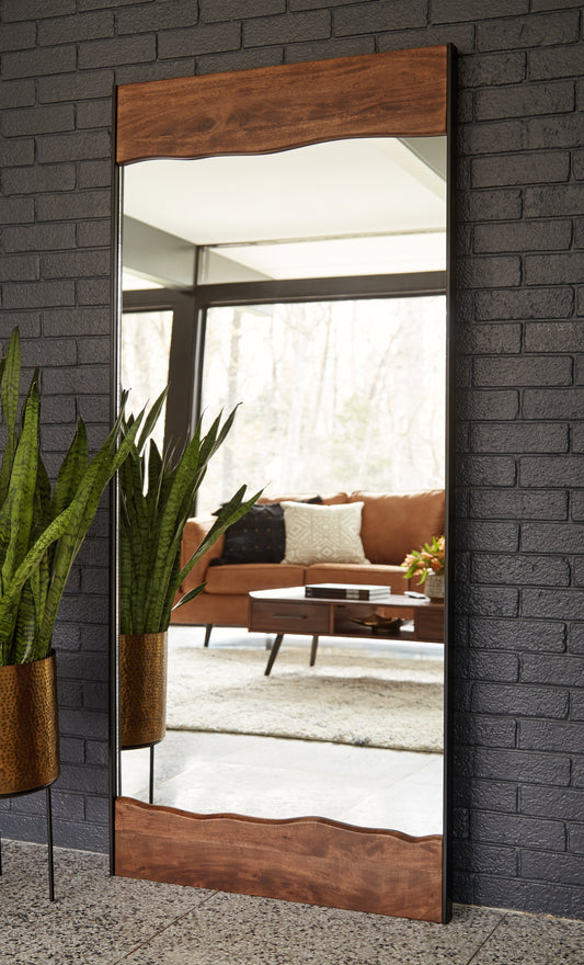 Ocala Furniture Outlet - Ashley Furniture - Panchali Mirror - Floor Mirror / Brown/Black - A8010197