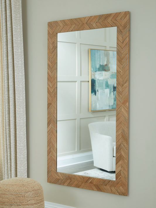 Ocala Furniture Outlet - Ashley Furniture - Waylane Mirror - Floor Mirror / Brown - A8010347