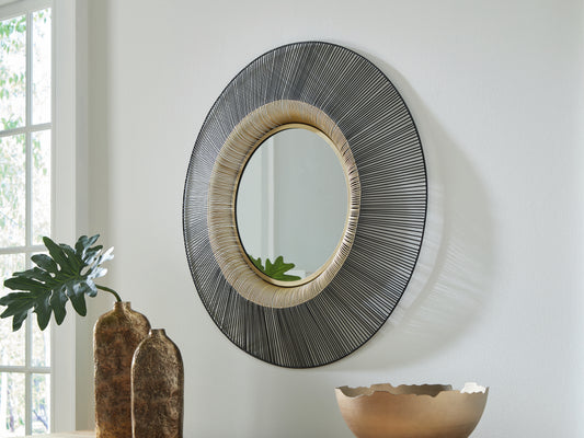 Ocala Furniture Outlet - Ashley Furniture - Dallmen Mirror - Accent Mirror / Black/Gold Finish - A8010407