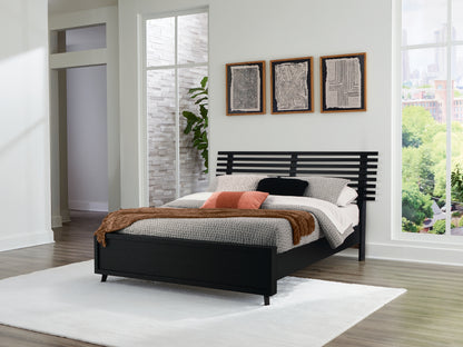 Ocala Furniture Outlet - Ashley Furniture - Danziar Bedroom - Queen Slat Panel Bed / Black - B1013B4