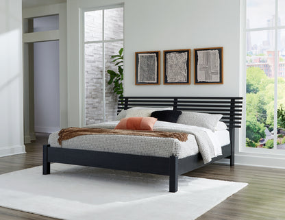 Ocala Furniture Outlet - Ashley Furniture - Danziar Bedroom - King Slat Panel Bed / Black - B1013B6