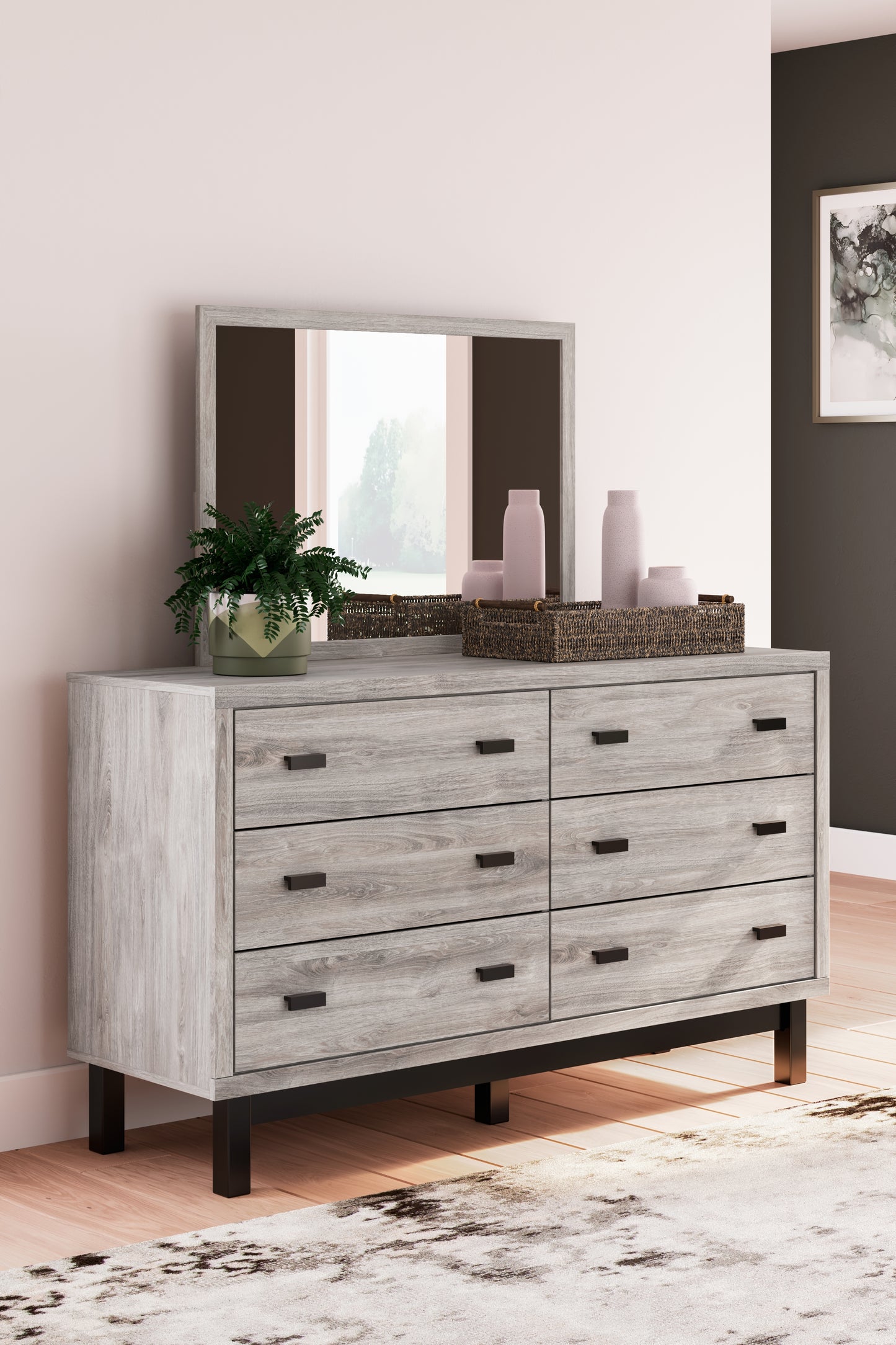 Ocala Furniture Outlet - Ashley Furniture - Vessalli Bedroom - Dresser and Mirror / Gray - B1036B1