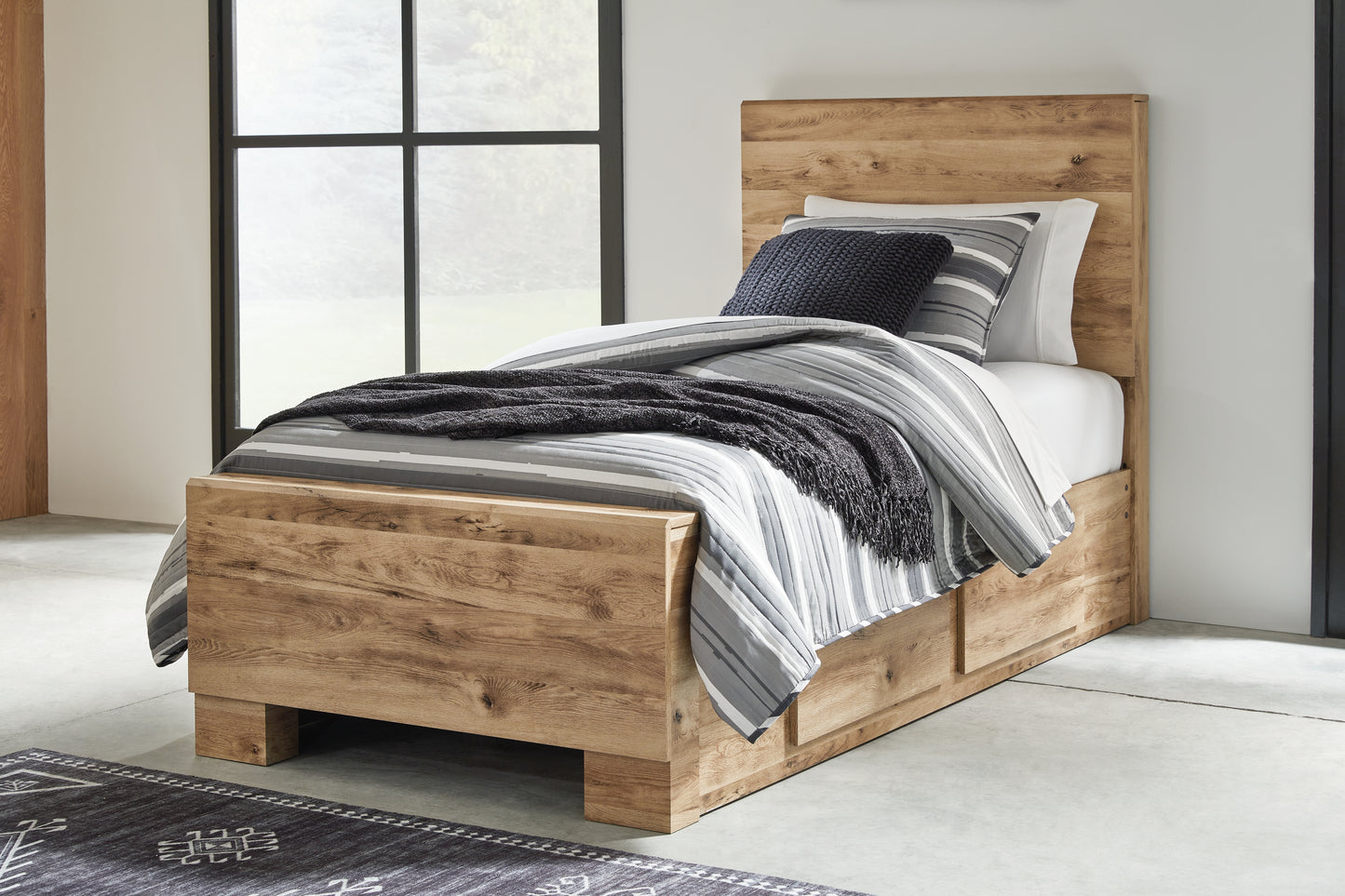 Ocala Furniture Outlet - Ashley Furniture - Hyanna Bedroom - Twin Panel Bed with 1 Side Storage / Tan Brown - B1050B24