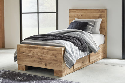 Ocala Furniture Outlet - Ashley Furniture - Hyanna Bedroom - Twin Panel Bed with 1 Side Storage / Tan Brown - B1050B24
