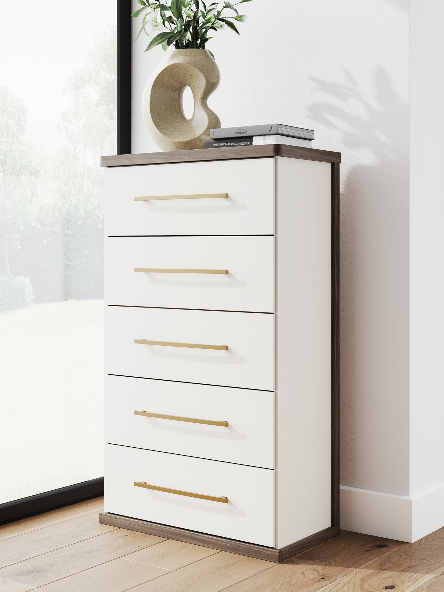 Ocala Furniture Outlet - Ashley Furniture - Kendanport Bedroom - Five Drawer Chest / Brown/White - PCB1108-46
