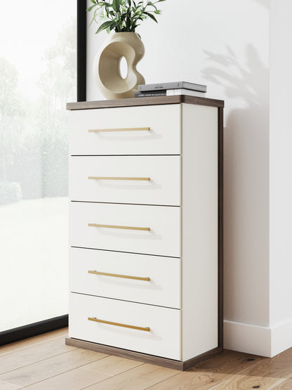 Ocala Furniture Outlet - Ashley Furniture - Kendanport Bedroom - Five Drawer Chest / Brown/White - PCB1108-46