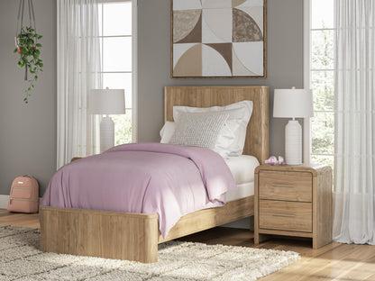 Ocala Furniture Outlet - Ashley Furniture - Gramburg Bedroom - Twin Panel Bed / Warm Natural Brown - PCB1121B2