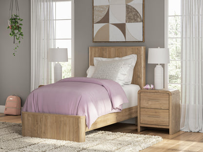 Ocala Furniture Outlet - Ashley Furniture - Gramburg Bedroom - Twin Panel Platform Bed / Warm Natural Brown - PCB1121B8