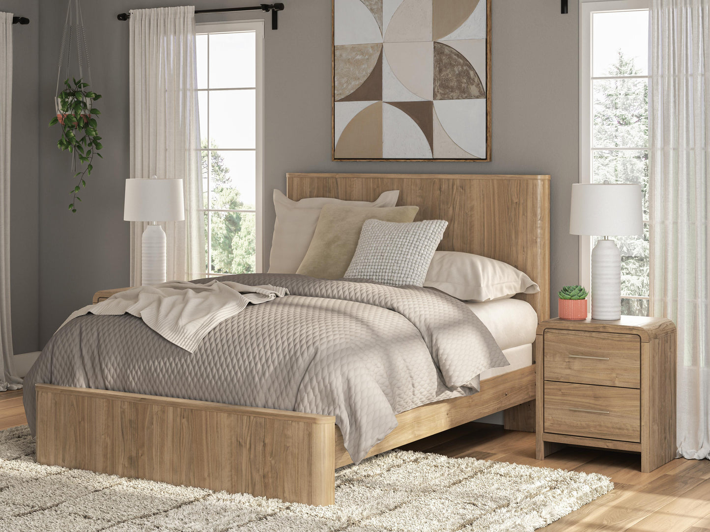 Ocala Furniture Outlet - Ashley Furniture - Gramburg Bedroom - Queen Panel Bed / Warm Natural Brown - PCB1121B4