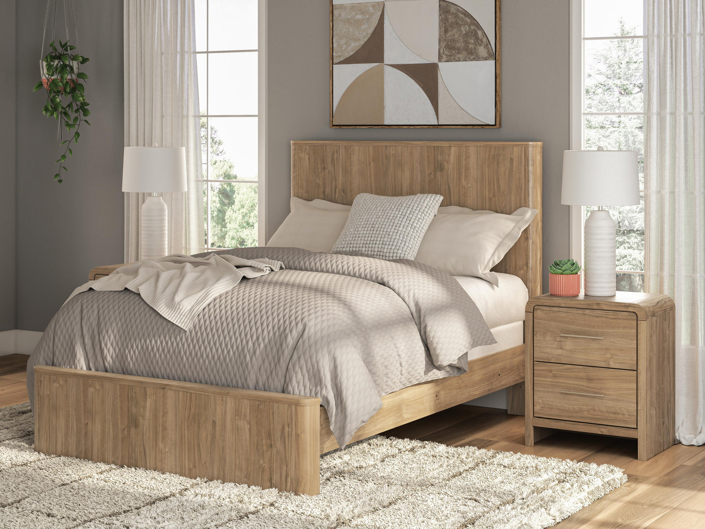 Ocala Furniture Outlet - Ashley Furniture - Gramburg Bedroom - Full Panel Bed / Warm Natural Brown - PCB1121B3
