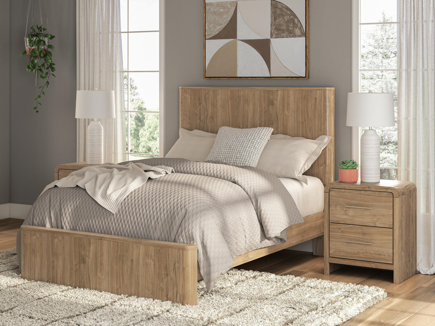Ocala Furniture Outlet - Ashley Furniture - Gramburg Bedroom - Full Panel Platform Bed / Warm Natural Brown - PCB1121B9