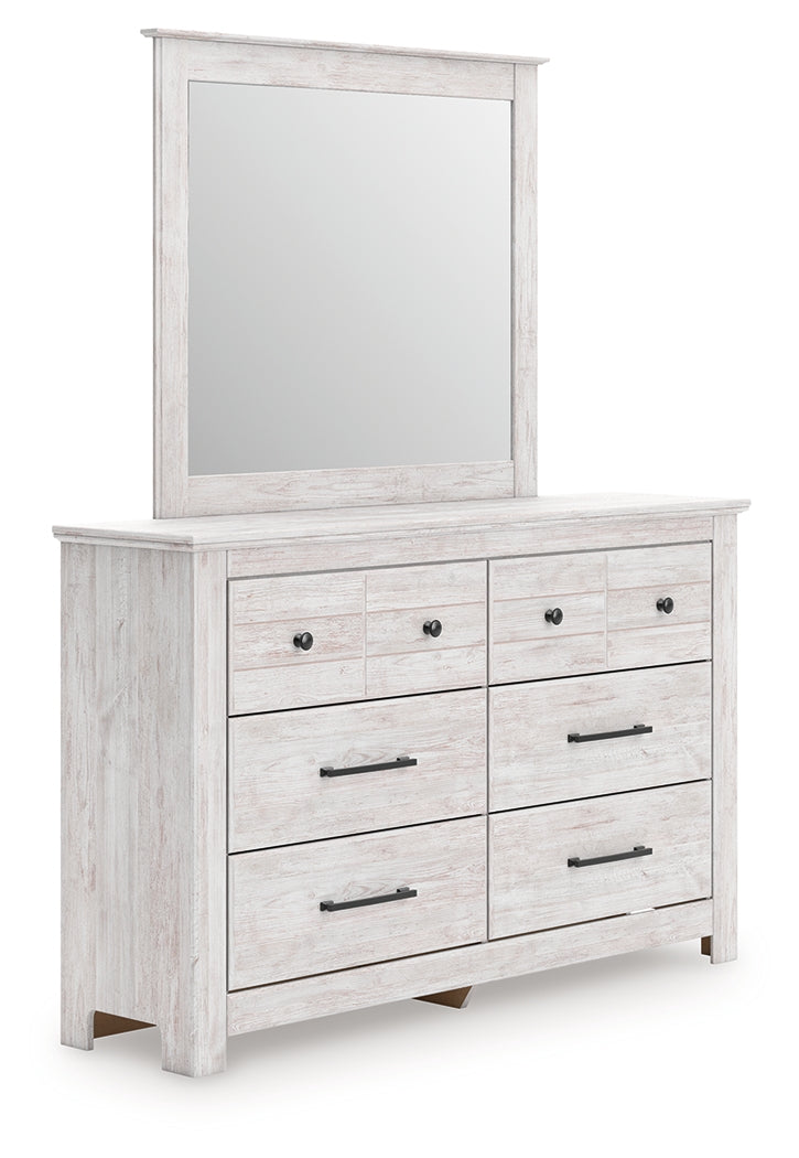 Ocala Furniture Outlet - Ashley Furniture - Makidern Bedroom - Dresser and Mirror / Whitewash - PCB1171B1