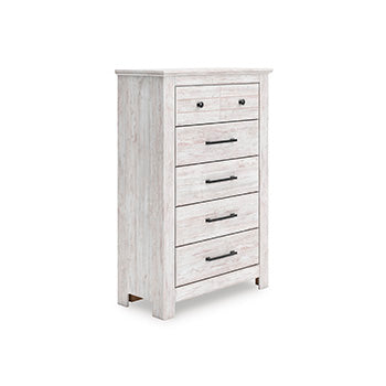 Ocala Furniture Outlet - Ashley Furniture - Makidern Bedroom - Five Drawer Chest / Whitewash - PCB1171-46