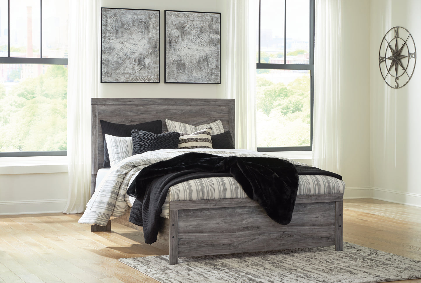 Ocala Furniture Outlet - Ashley Furniture - Bronyan Bedroom - Queen Panel Bed / Dark Gray - B1290B2