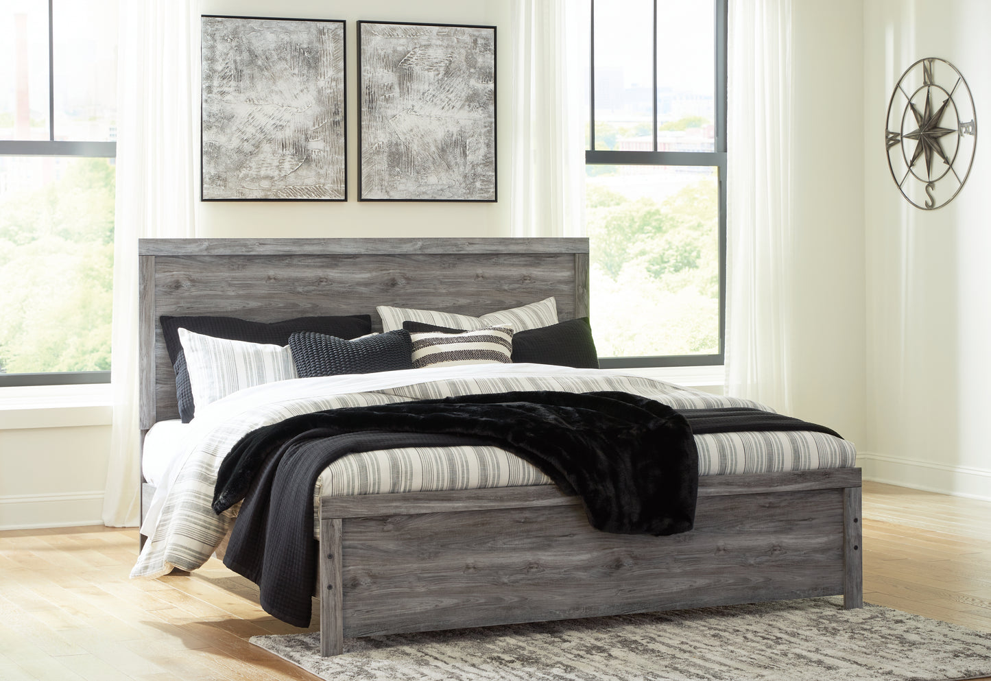 Ocala Furniture Outlet - Ashley Furniture - Bronyan Bedroom - King Panel Bed / Dark Gray - B1290B4
