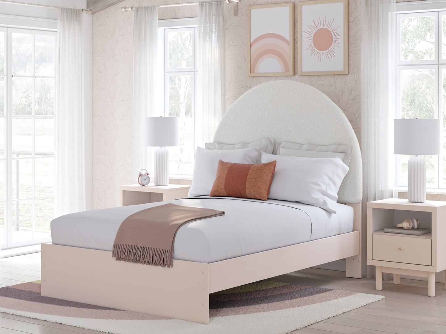 Ocala Furniture Outlet - Ashley Furniture - Wistenpine Bedroom - Full Upholstered Panel Bed / Blush - B1323B9