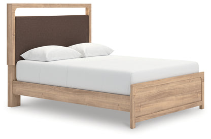Ocala Furniture Outlet - Ashley Furniture - Kinlanni Bedroom - Queen Upholstered Platform Bed / Tan - PCB1360B10