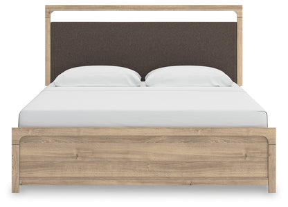 Ocala Furniture Outlet - Ashley Furniture - Kinlanni Bedroom - King Upholstered Panel Bed / Tan - PCB1360B15