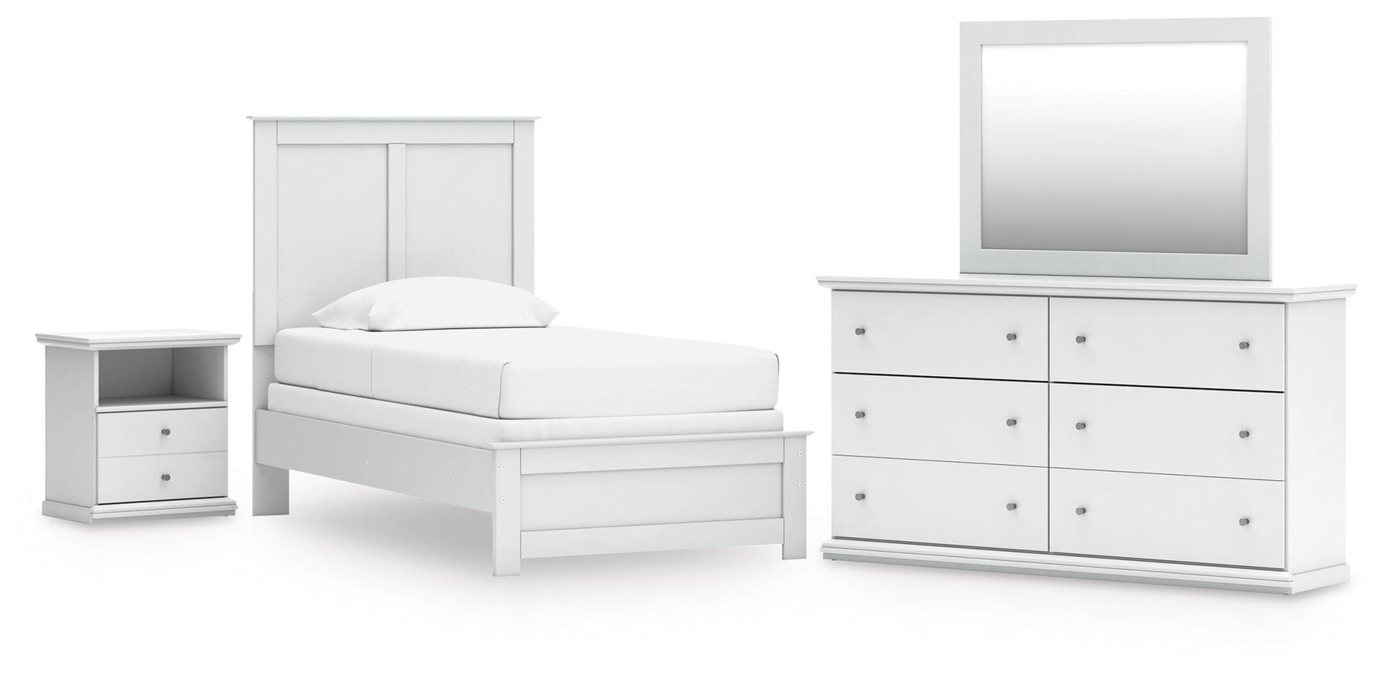 Ocala Furniture Outlet - Ashley Furniture - Bostwick Shoals Twin Panel Bed, Dresser, Mirror and Nightstand - Twin Panel Bed, Dresser, Mirror and Nightstand - B139B60