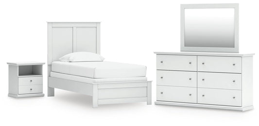 Ocala Furniture Outlet - Ashley Furniture - Bostwick Shoals Twin Panel Bed, Dresser, Mirror and Nightstand - Twin Panel Bed, Dresser, Mirror and Nightstand - B139B60