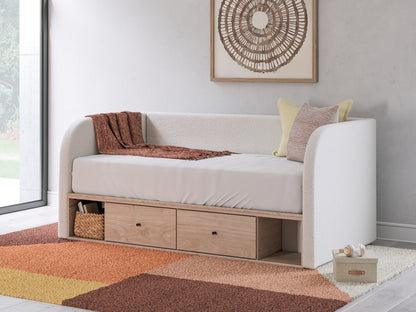Ocala Furniture Outlet - Ashley Furniture - Arloster Bedroom - Full Upholstered Day Bed with Storage / Tan/White - PCB1566B11