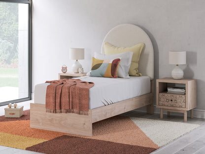 Ocala Furniture Outlet - Ashley Furniture - Arloster Bedroom - Twin Upholstered Panel Bed / Tan/White - PCB1566B2