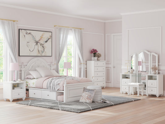 Ocala Furniture Outlet - Ashley Furniture - Kozlani Bedroom - Full Upholstered Panel Storage Bed / White - PCB1819B10