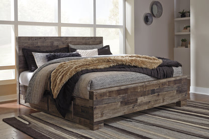 Ocala Furniture Outlet - Ashley Furniture - Derekson Bedroom - King Panel Bed with 2 Side Storage / Multi Gray - B200B44