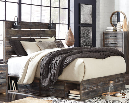 Ocala Furniture Outlet - Ashley Furniture - Drystan Bedroom - Queen Panel Bed with 4 Storage Drawers / Multi - B211B13
