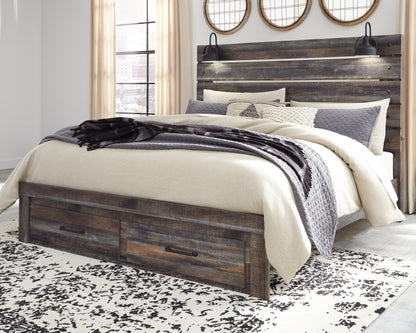 Ocala Furniture Outlet - Ashley Furniture - Drystan Bedroom - King Panel Bed with 2 Storage Drawers / Multi - B211B55