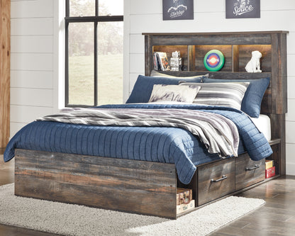 Ocala Furniture Outlet - Ashley Furniture - Drystan Bedroom - Full Bookcase Bed with 4 Storage Drawers / Multi - B211B45