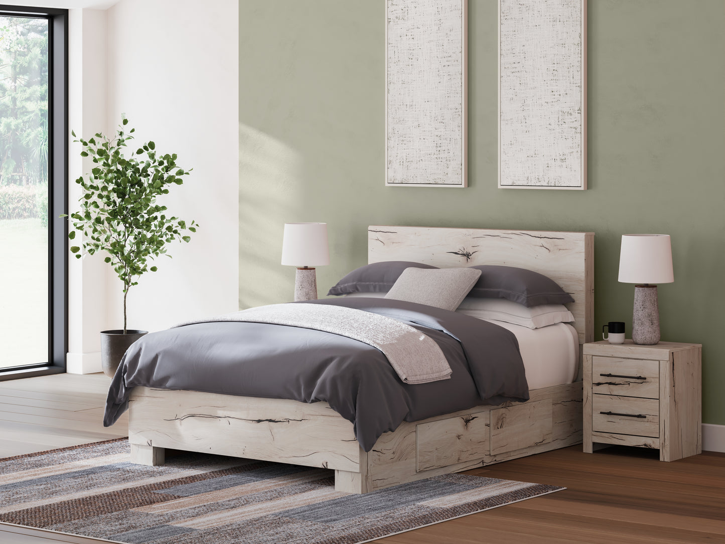 Ocala Furniture Outlet - Ashley Furniture - Lawroy Bedroom - Full Panel Bed with Storage / Light Natural - B2310B42