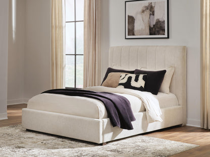 Ocala Furniture Outlet - Ashley Furniture - Shoralli Bedroom - Queen Upholstered Storage Bed / Beige - B2611B4