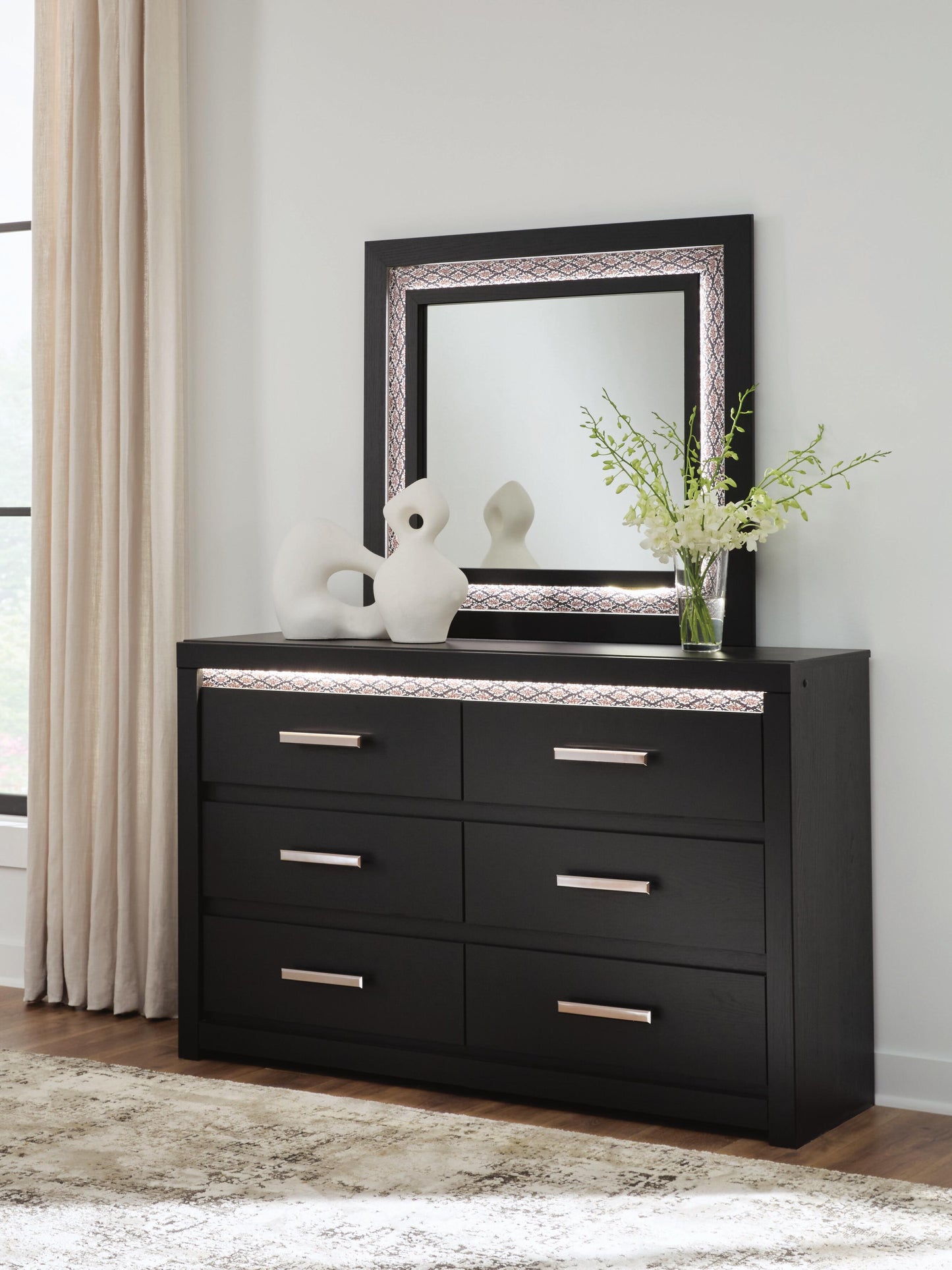 Ocala Furniture Outlet - Ashley Furniture - Shoralli Bedroom - Dresser and Mirror / Black - B2611B1