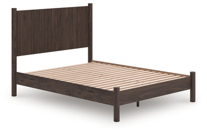 Ocala Furniture Outlet - Ashley Furniture - Pamytta Bedroom - Queen Panel Platform Bed / Brown - PCB2614B6