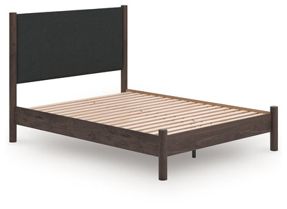 Ocala Furniture Outlet - Ashley Furniture - Pamytta Bedroom - Queen Upholstered Panel Platform Bed / Brown - PCB2614B12